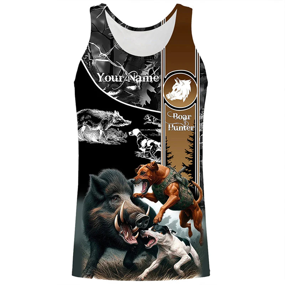 Outdoor Hunting Dog Names - Personalisiertes Wildschweinjäger-Tanktop mit 3D-Druck, ärmellose Shirts