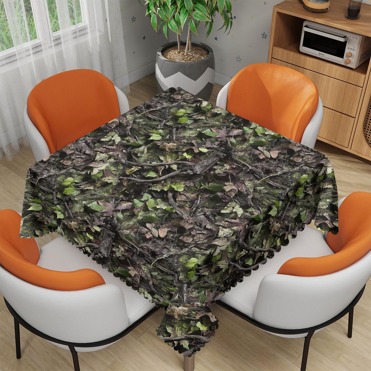 Outdoor Hunting Table - Tarnmuster-Tischdecke mit Blättern und Zweigen für
