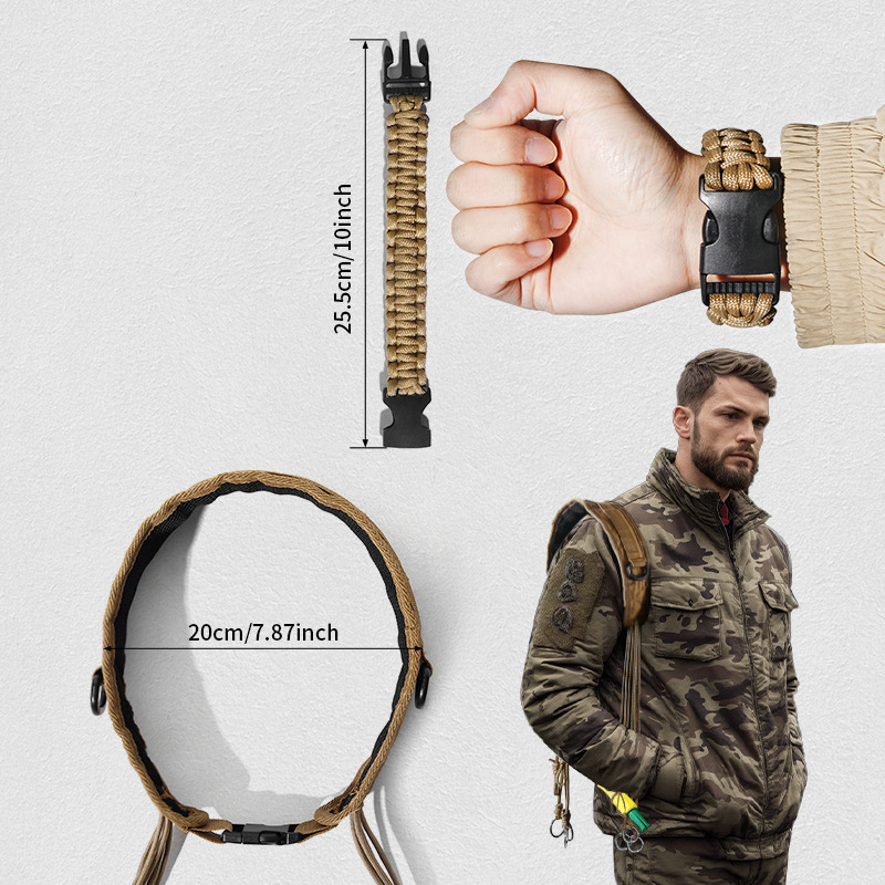 Hunting Camp Outdoor Supplies - Outdoor-Ausrüstungshalsband, Outdoor-Camping- und Jagdzubehör, Regenschirmschnur, geflochtenes