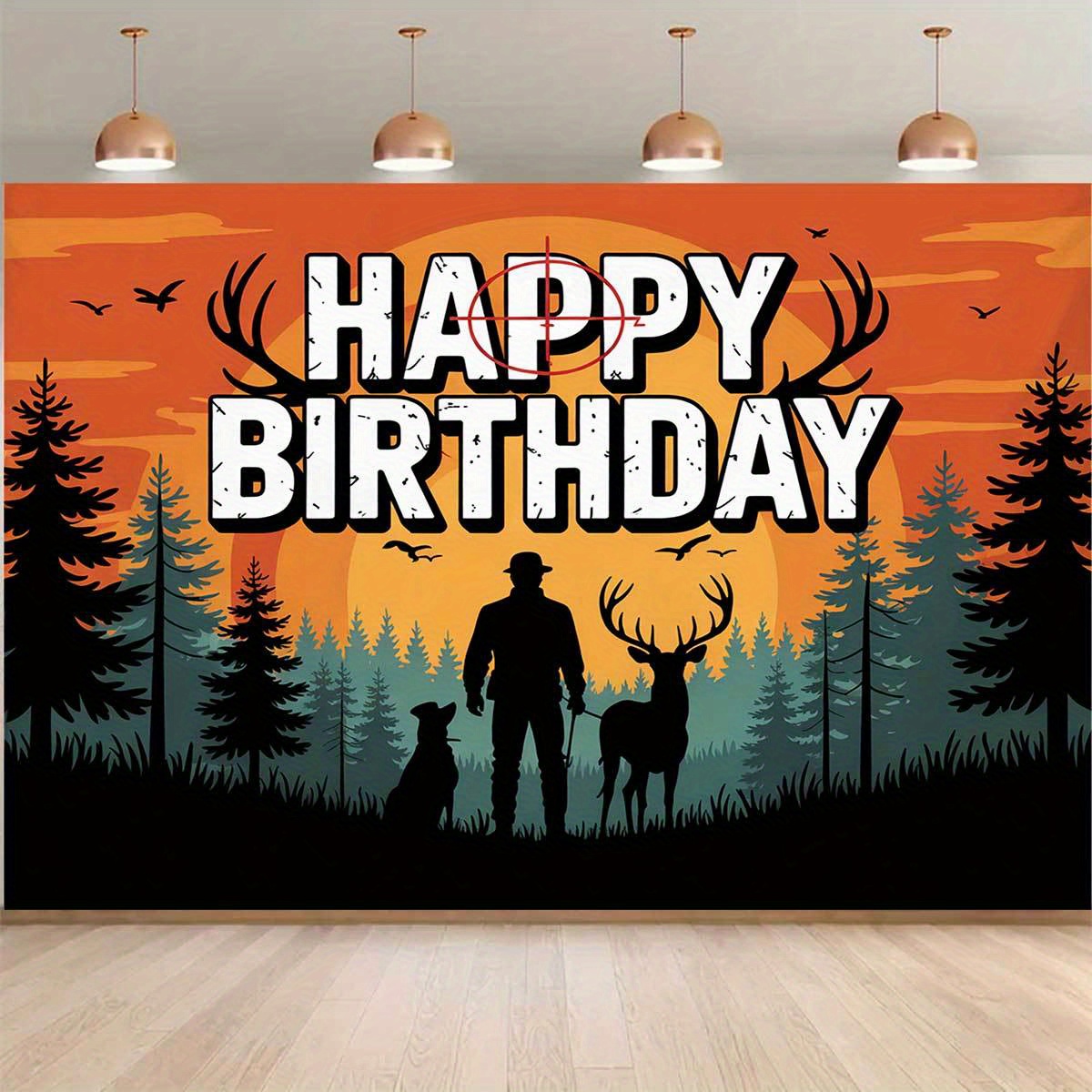 Outdoor Hunting Events - Banner mit Jagd-Geburtstagsmotiv, Hintergrundbanner für Innen-