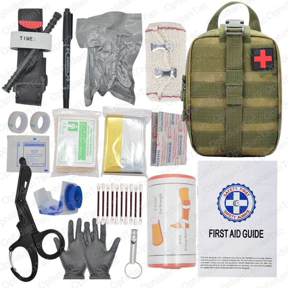 Hunting Camp Outdoor Supplies - 17-teiliges Outdoor-Camping-Notfallgerät, Wildnisbedarf, Überlebenswerkzeug-Set, multifunktionales Erste-Hilfe-Set