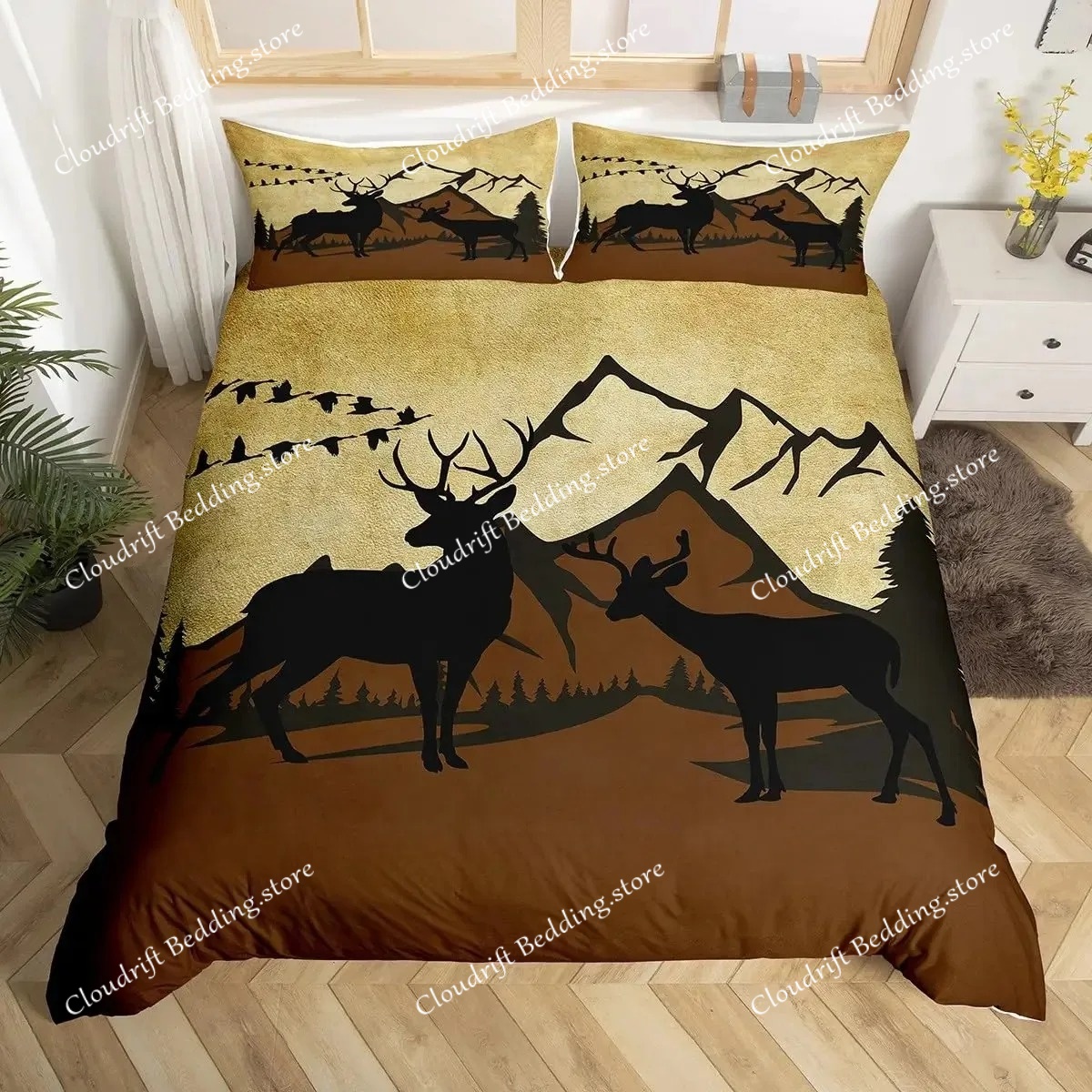 Hirsch- und Elch-Bettbezug für – Hunting And Camping In Forest Bewertung und Preis