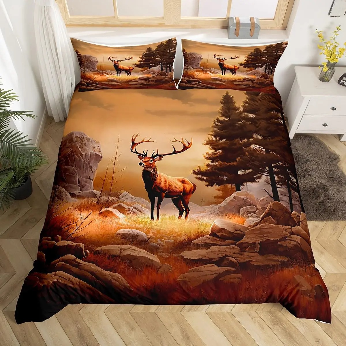 Hirsch Elch Bettbezug Bauernho – Hunting And Camping In Forest Bewertung und Preis