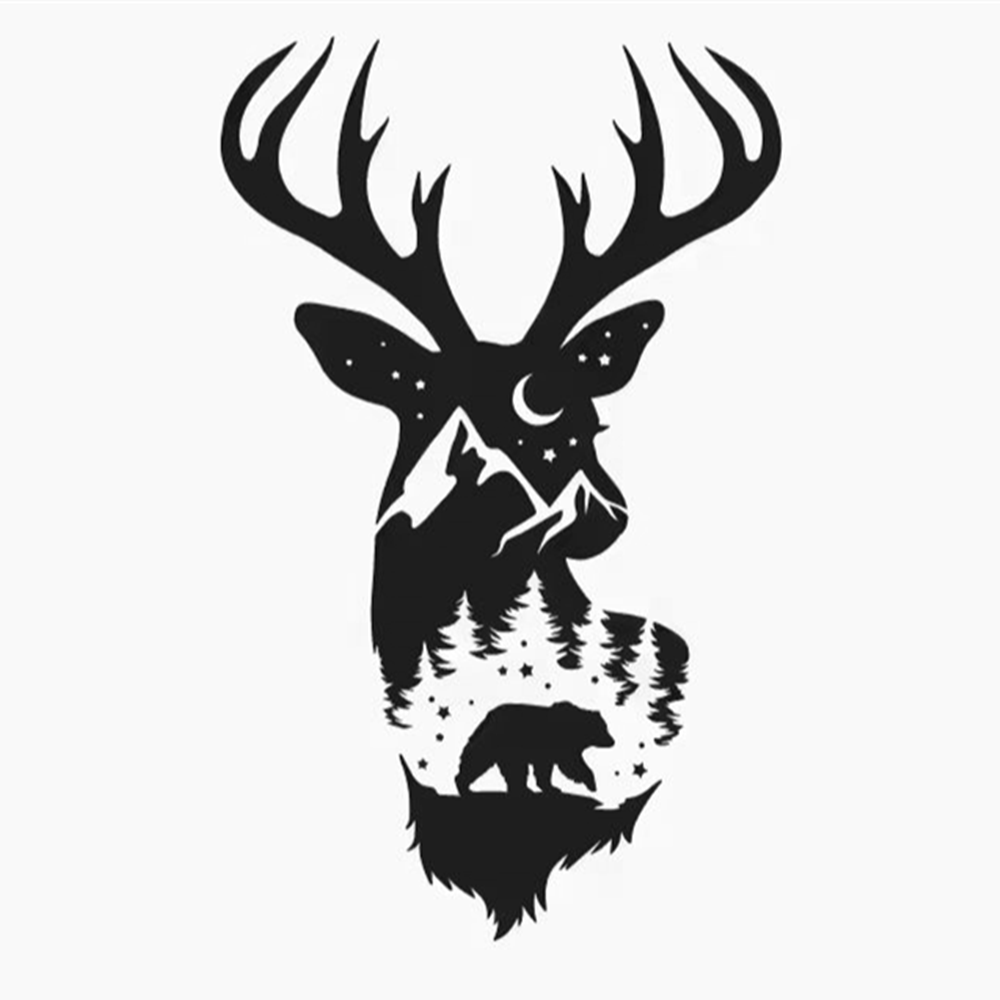 Hirschkopf, Bär, Berg, Wald, V – Hunting And Camping In Forest Bewertung und Preis