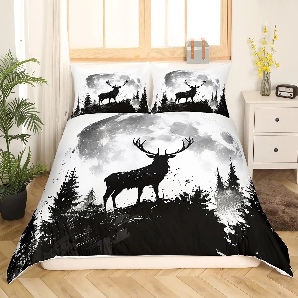 Hirsch Elch Bettbezug King Que – Hunting And Camping In Forest Bewertung und Preis
