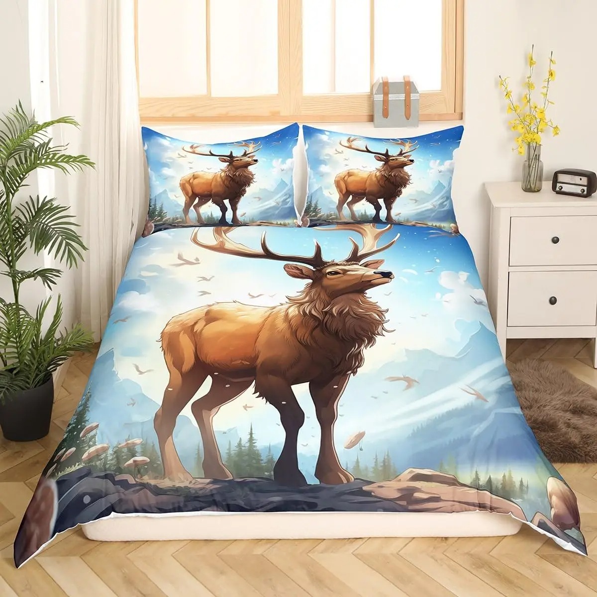 Hirsch Elch Bettbezug King Que – Hunting And Camping In Forest Bewertung und Preis
